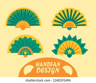 Simple beautiful  Handfan Design with festive colors 