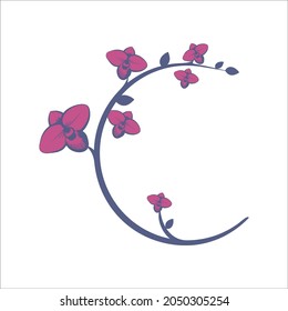 Simple And Beautiful Initial Logo Letter C Line Style Combined With Catalyst Flower