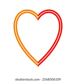 Simple and beautiful isolated flat double orange-red heart icon on white background. Design elements for Valentine’s Day, Love festival decorations, Romance. Vector illustration