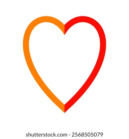Simple and beautiful isolated flat orange-red heart icon on white background. Design elements for Valentine’s Day, Love festival decorations, Romance. Vector illustration.