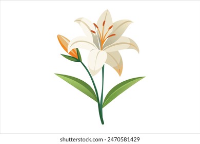 A simple, beautiful lily flower in a vector art style, showcasing an elegant illustration of a classic bloom. Vector, artwork, illustration.