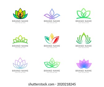 Simple and beautiful lotus colorful logo Collection set