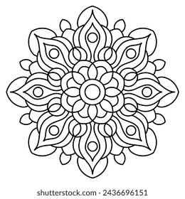 simple and beautiful mandala design for logo design, coloring book page, relaxing mandala art
