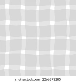 Simple and beautiful monochrome lines seamless pattern. Vector classic checkered texture in retro style. Hand drawn thin and thick wavy lines background.