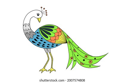 Simple and beautiful peacock logo drawing with colorful pattern. Good to be use for background, cartoon or image decoration.