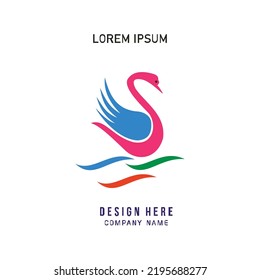 logotipo del zoo de sección de cisne simple y hermoso
