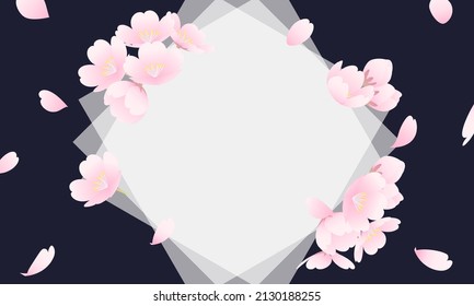 Simple and beautiful vector illustration of a flurry of cherry blossoms.