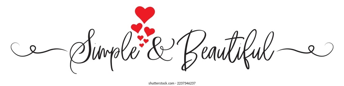 Simple and beautiful, vector. Stencil art, typographical art design isolated on white background. 