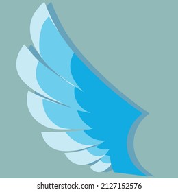 simple but beautiful wing shaded in shades of blue, with a gray-green background