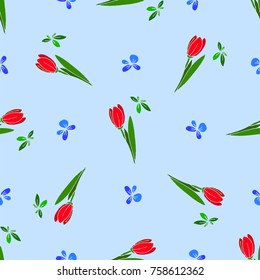 Simple and beauty botanical abstract seamless pattern background. Floral vector illustration will perfect for textile and paper wrapping print. Can be copied without any seams.