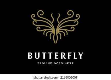 Simple Beauty Butterfly Insect Monogram Logo Design Vector