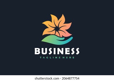simple beauty flower hand logo