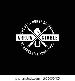 Simple Beauty Horse Ranch Stable Stallion with Cross Arrow Logo Design