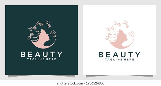 Simple beauty logo design template with creative flower concept