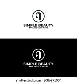 Simple beauty logo isolated of flat style design. Letter n logo.