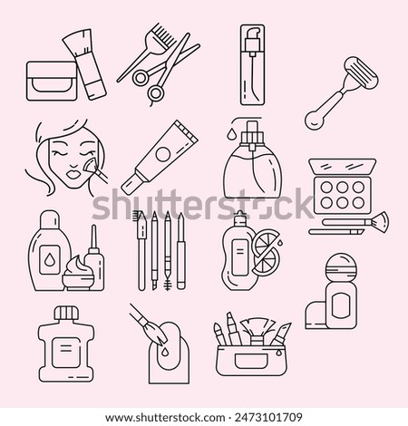 Simple Beauty Makeup Icon Set