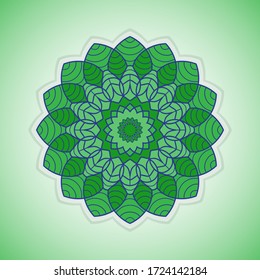 Simple Beauty Mandala Art With Green Color. Good for your background or logo