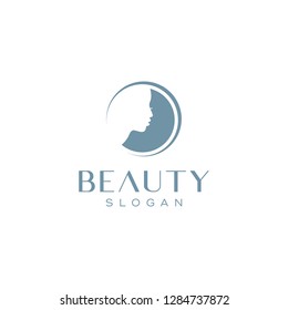 simple beauty woman face logo design