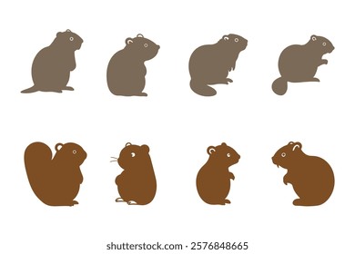 Simple Beaver Illustration Design Set