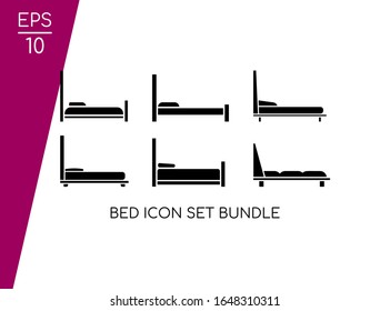 Simple Bed Icon with Black Style Isolated on White Background. Consist of Six Bed Icon vector Image. Suitable for Bedroom Symbol.