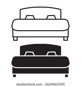 ícone de cama simples. formato vetorial minimalista. logotipos, adesivos, mercadorias e elementos da interface do usuário