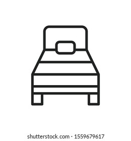 Simple bed line icon. Stroke pictogram. Vector illustration isolated on a white background. Premium quality symbol. Vector sign for mobile app and web sites.