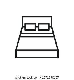 Simple bed line icon. Stroke pictogram. Vector illustration isolated on a white background. Premium quality symbol. Vector sign for mobile app and web sites.
