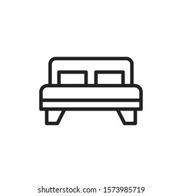 Simple bed line icon. Stroke pictogram. Vector illustration isolated on a white background. Premium quality symbol. Vector sign for mobile app and web sites.