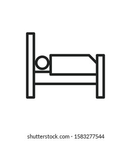 Simple bed line icon. Stroke pictogram. Vector illustration isolated on a white background. Premium quality symbol. Vector sign for mobile app and web sites.