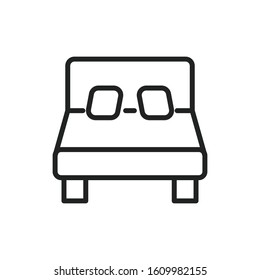 Simple bed line icon. Stroke pictogram. Vector illustration isolated on a white background. Premium quality symbol. Vector sign for mobile app and web sites.