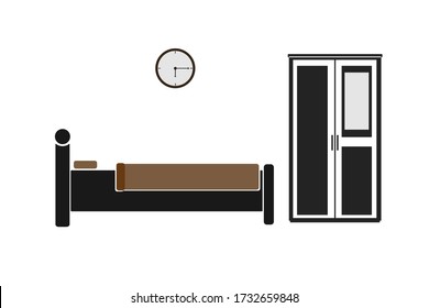 Simple bed and wardrobe interior design