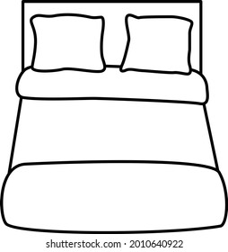 Icono de la cama simple. Cartel de la habitación.