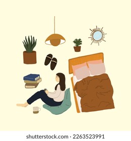 ilustración de elemento de dormitorio simple a mano