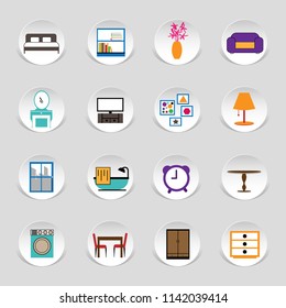 Simple bedroom icons set on white background. vector illustration.