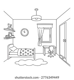 Simple Bedroom Interior Line