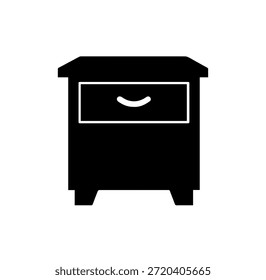 Simples cabeceira de cabeceira com silhueta de gaveta, ícone de móveis de armazenamento de quarto para design de interiores de casa