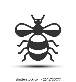 Simple bee filled line icon, animal and bee related concept on the white background