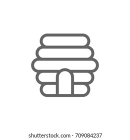 Simple bee hive line icon. Symbol and sign vector illustration design. Editable Stroke. Isolated on white background