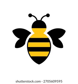 Simple Bee or Honeybee Flat Icon Vector Illustration.