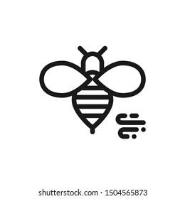 Simple bee icons with wings in line style design on white background. Suitable for autumn seasons, bee logo, pattern design and website app. Pixel Perfect 48x48. Vector Illustration EPS 10.