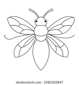 Simple Bee Line Art Illustration
