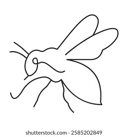 Simple Bee Line Art Illustration
