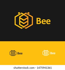 simple bee line logo design vector