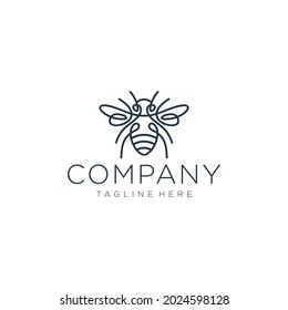 Simple bee line logo design vector.