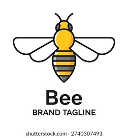 A simple bee logo with a brand tagline underneath