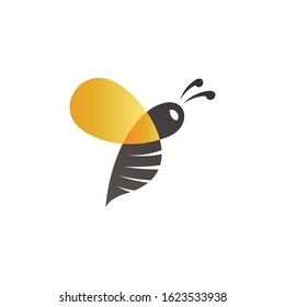 Simple bee logo design, black and yellow color, semi-transparent style, animal mascot, honey symbol.