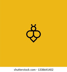 Simple bee logos with vector line art style