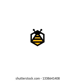 Simple bee logos with vector line art style