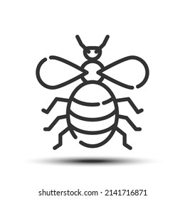 Simple bee outline icon, animal and bee related concept on the white background