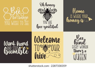 Simple bee quotes typography for bee lovers